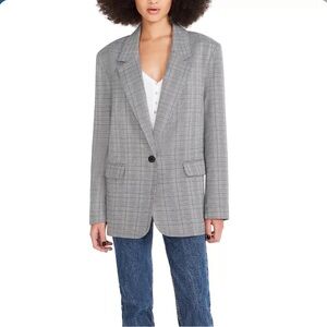 Steve Madden Gray Glen Plaid Single-Button Blazer